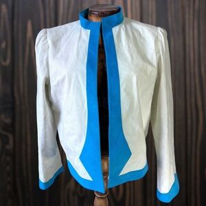 VINTAGE 80s Samuel Robert by Peter Hatsi Androu Baby Blue Accent Jacket